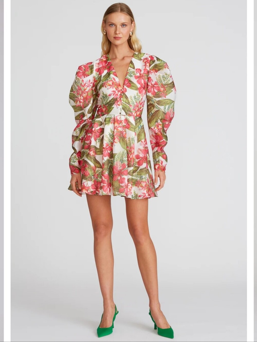 AMUR Cleo Mini Dress in Scarlet Tropical Floral print.